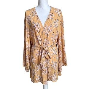 Billabong Ocean Sky Floral Belted Wrap Around Dress Size M/L